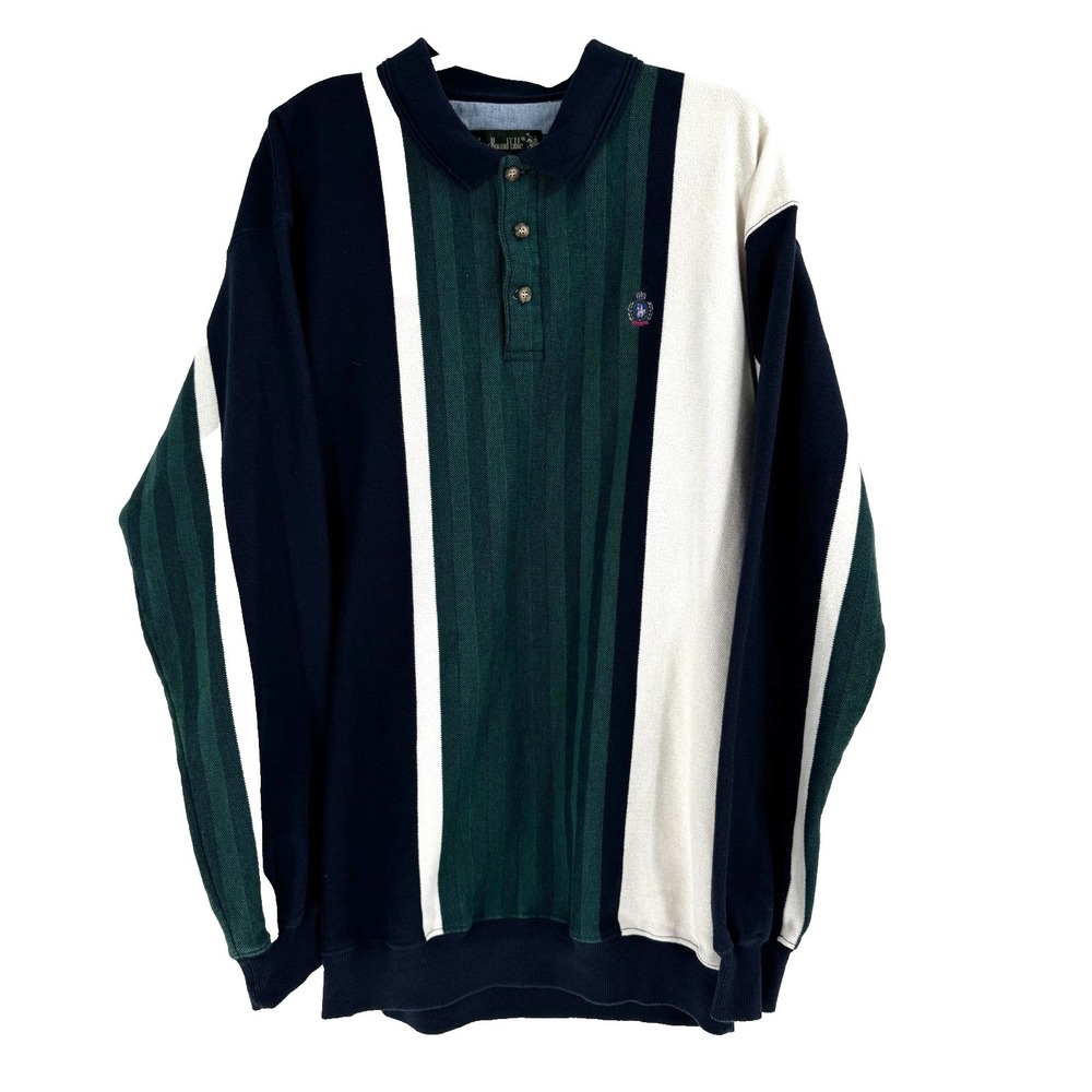 Vintage Knights of Round Table Rugby Polo Shirt Men's 1XLT Striped Colorblock